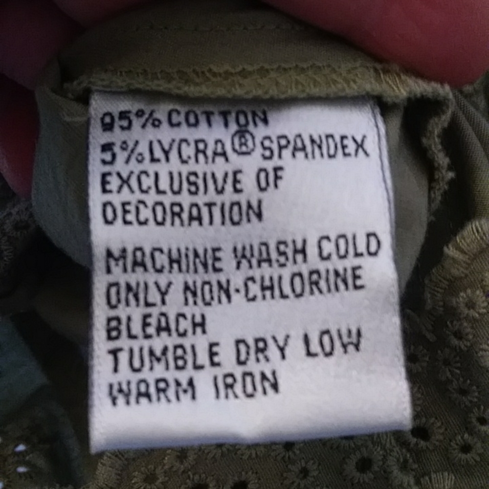 Talbots L Olive V Neck With Lace Bottom - Picture 10 of 10